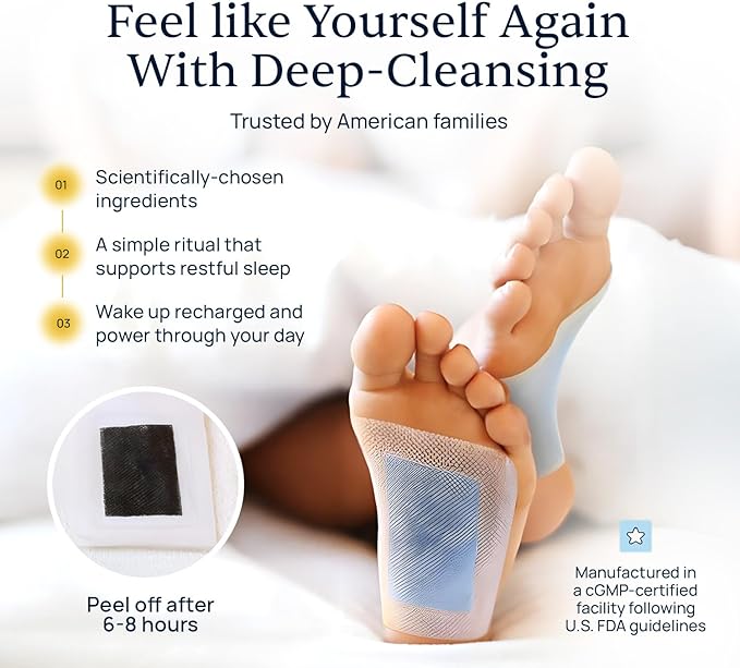 Simple Promise - Xitox Deep Cleansing Foot Pads - Supports Restful Sleep & Helps Remove Tension - Natural Herbal Ingredients for Feet - Comfortable Adhesive & Easy Peel - 30 Foot Patches - Mint Aroma