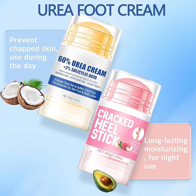 2Pcs Crack Feet Prevention Stick, Hydrating Heel Balm for Dry Cracked Feet,Moisturizing Foot Care Cream, Foot Balm Stick Intensive Repair Feets,Hands,Heels,Elbow and Knees and Softening Dry Skin