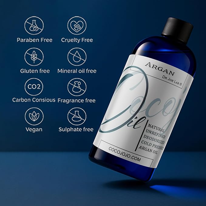 Cocojojo Argan Oil Deodorized, Argan Oil for Hair, Hair Treatment Oils, 100% Pure Organic for Face, Unrefined Unscented Cold Pressed Extra Virgin - 8 Oz (Pack of 1)