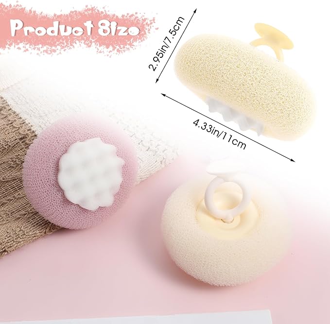 2 Pcs Soft Sunflower Suction Cup Bath Ball Bath Body Brush Exfoliating Mesh Bath Sponge Cleaning Scrubber Bath Sponge Brush with Comfortable Non-Slip Handle