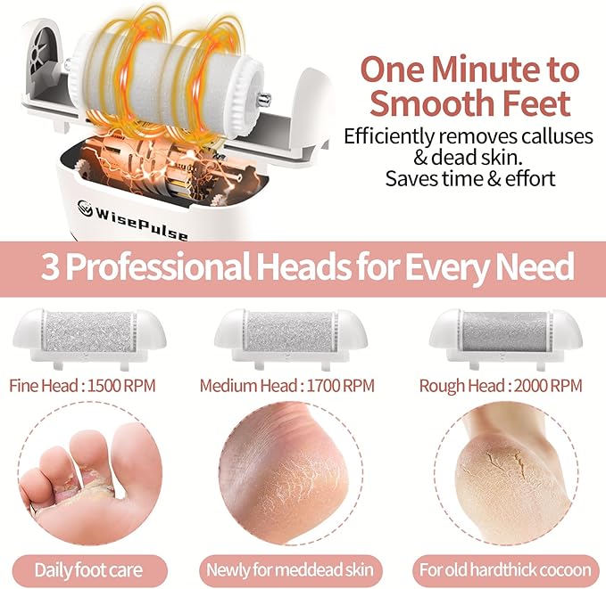 Electric Foot Callus Remover, Rechargeable Electric Callus Remover for Feet with 3 Speed, 9 in 1 Pedicure Kit with Nano-Glass, Waterproof Professional Foot File for Dead, Hard, Cracked Skin(Yellow)