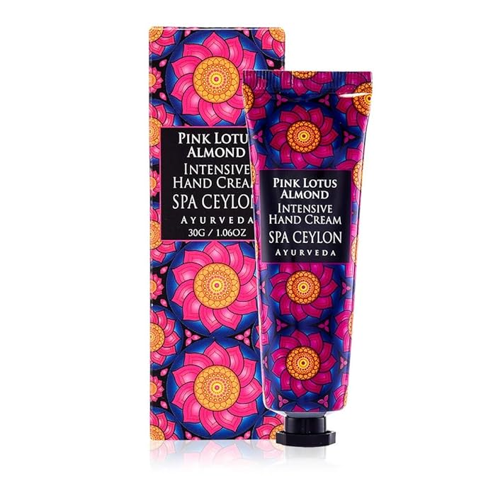 SPA CEYLON PINK LOTUS ALMOND Intensive Hand Cream | Natural Soothing Treatment | Hydrate | Vitamin Rich | Moisturize | Pink Lotus | 100% Vegetarian | Suitable for all skin types