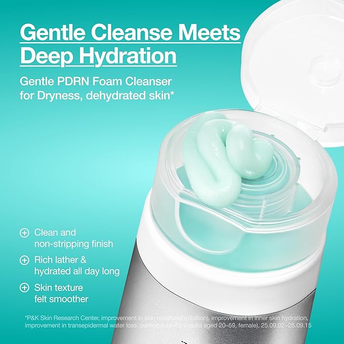 Anua PDRN Hyaluronic Acid Moisturizing Cleansing Foam, Hydrating Facial Cleanser for Dry Skin, Daily Gentle Face Wash with Salmon DNA, Balancing & Pore Care, Korean Skincare (150ml / 5.07 fl oz)