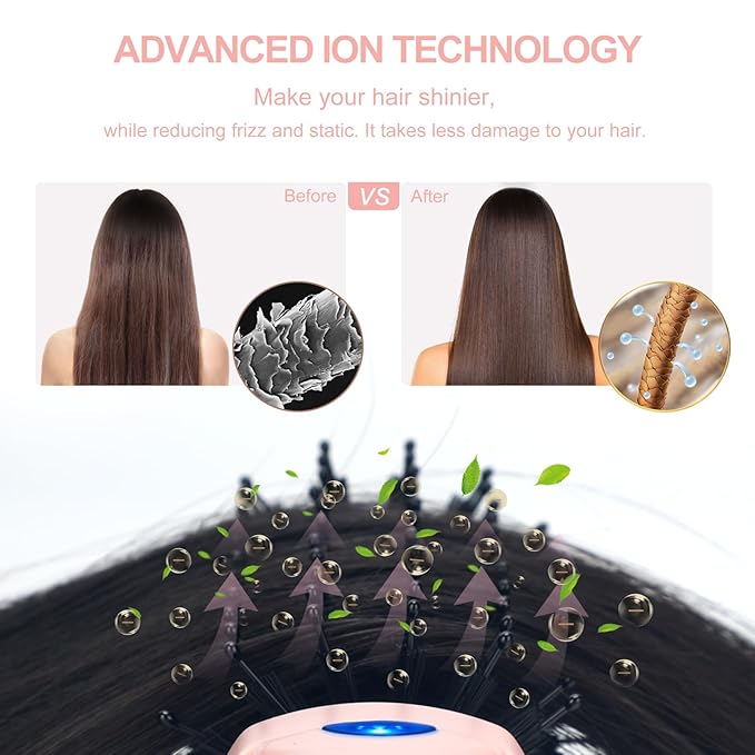 Hair Dryer Brush Blow Dryer Brush in one, Aima Beauty 1.25'' Round Brush Blow Dryer Ionic Hot Air Brush Styler Volumizer with Ceramic Coating & Tufted Bristles for Smooth and Shiny Blowout, Pink