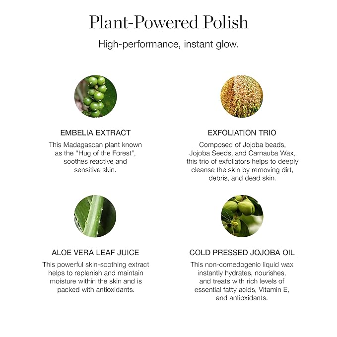 Ogee Botanical Brilliance Exfoliating Cleanser – High Performance Facial Wash – Certified Organic Face Exfoliator Made in USA