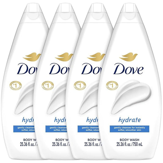 Dove Body Wash, Hydrate, Value-Size 4-Pack – Moisturizing Cleanser for Smooth, Soft Skin, 25.36 Oz Ea