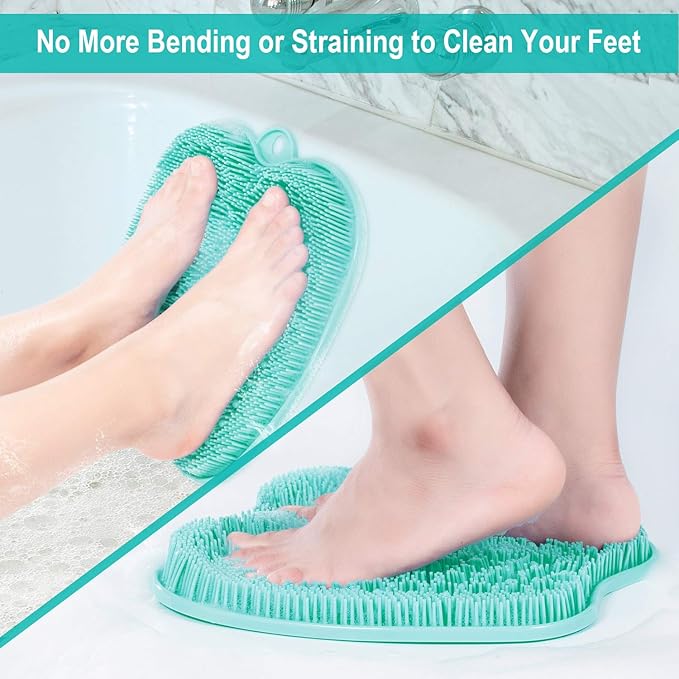 BESKAR XL Large Foot Scrubber Mat for Use in Shower - Shower Foot Cleaner to Eliminate Calluses Dead Skin, Foot Massager Mat for Men & Women to Soothe Achy Feet, Non Slip Suction Cups
