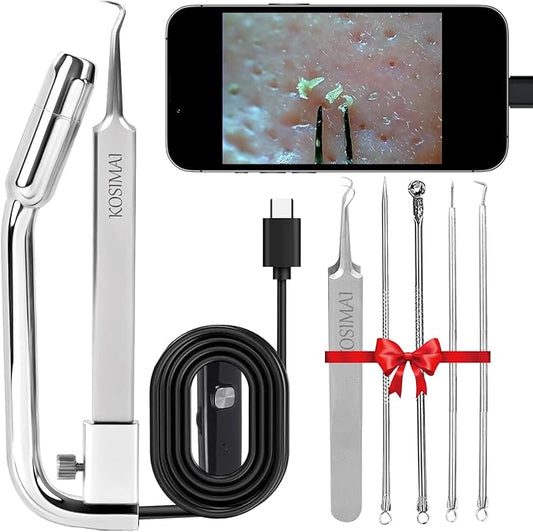 Black Head Remover for Face Tool Professional Pimple Popper HD Camera,30 Times Magnification 1080P, (Silver)