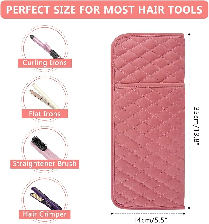 Heat Resistant Hair Tools Organizer Bag Portable Travel Storage Cover Pouch for Hair Straighteners, Curling Irons, Flat Irons and Hot Styling Tools(13.8" x 5.5")