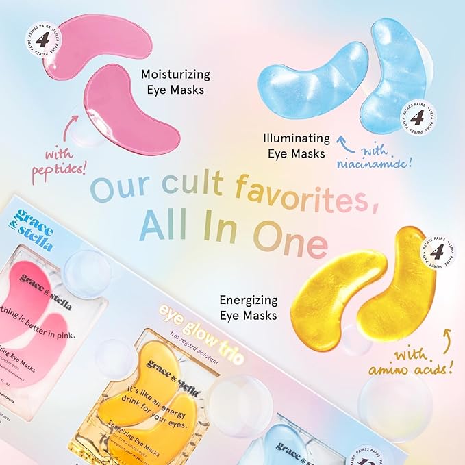 grace & stella Under Eye Patches (12 pairs) Eye Masks for Puffy Eyes and Dark Circles - Stocking Stuffers for Teen Girls, Christmas Gifts for Women, White Elephant Gifts, Birthdays, Holidays - Vegan