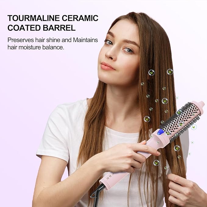K&K 1.7 Inch Cool-AIR TECH Hair Styling Tool Bounce Brush, Heated Thermal Round Brush with Negative Ion Technology, Multiple Heat Settings for Blowout Look with Hair Care Oil, Temperture Contronal
