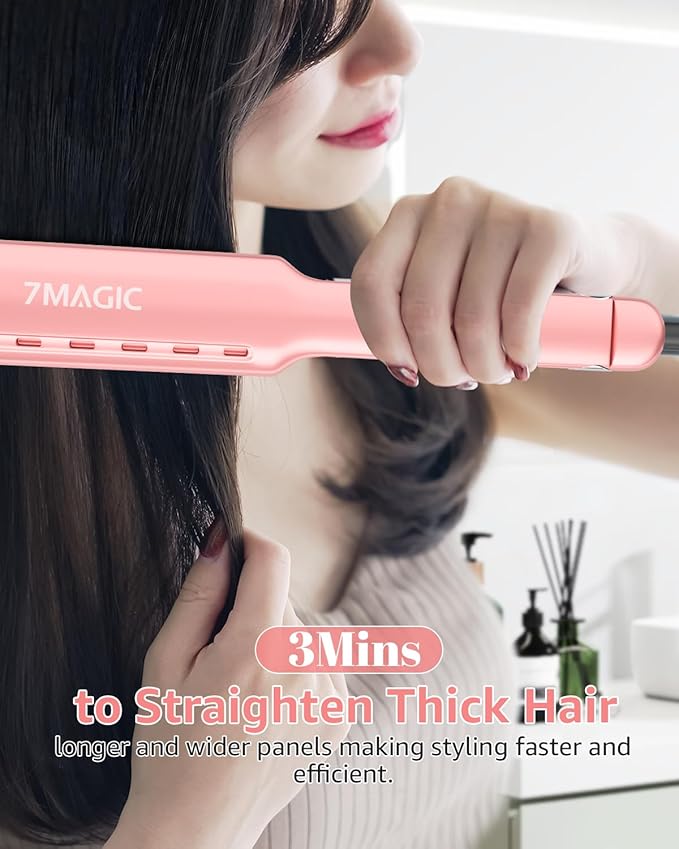 Temp, MCH Fast Straightening Iron, Hair Iron with Dual Voltage, Pink