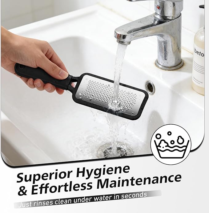 BALUCA Professional Foot File & Callus Remover - Stainless Steel Foot Rasp & Metal Feet Scrubber, Pedicure Tool for Hard Skin & Dead Skin Removal, Cracked Heel Repair for Baby Soft Feet (Black)