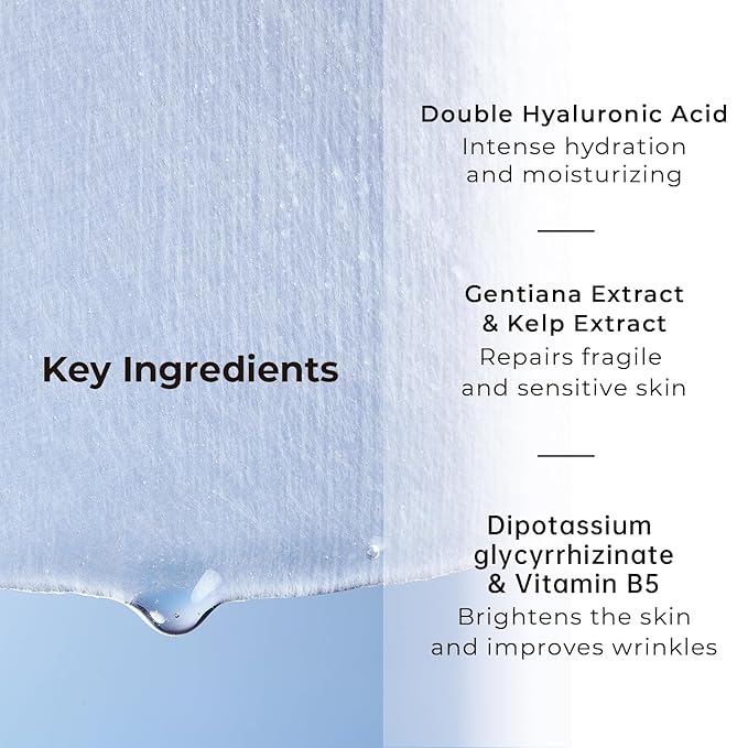+WIS+ Hyaluronic Acid Sheet Mask 5 EA with Hyaluronic Acid Serum and Vitamin B5, Facial Mask for Dry Skin, Anti-Aging Mask to Plump and Repair Dehydrated Skin, Safe on Sensitive Skin,gift for girls