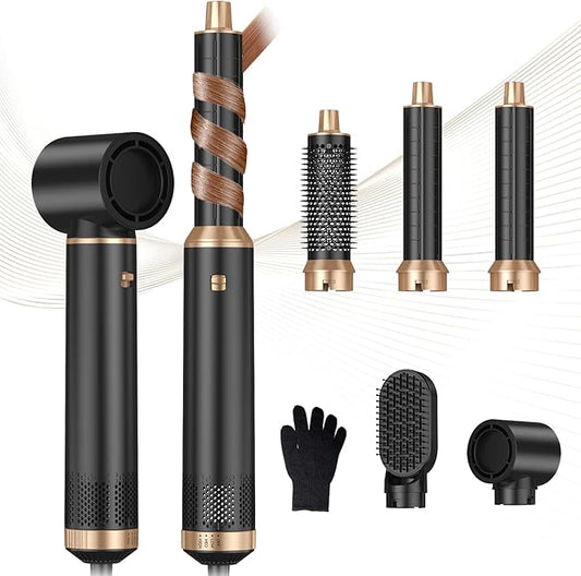 5 in 1 Blow Dryer Brush, Negative Ion Hair Dryer Brush Set Upgrade Hot Air Brush Air Styler Curling Wrap Air Curler, Curling Iron Hair Styling Tools As A Gift for Straight/Curl/Drying/Smoothing