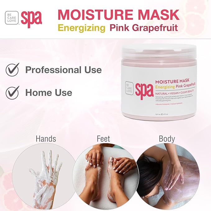 BCL SPA Organic Pink Grapefruit moisture mask for hands, foot mask, and body mask skin care spa treatment for women at home or professional spa with argan oil, olive oil, aloe vera, and kelp 16 fl oz