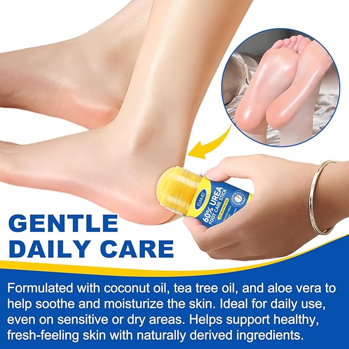 2Pcs Urea Foot Cream Stick, Urea Cream 60 Percent for Feet Maximum Strength, Foot Cream for Cracked Heels and Dry Skin, Cracked Heel Repair Cream, Foot Moisturizer, 1.41 Oz