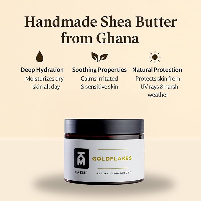 Kaeme Goldflakes Whipped Shea Body Butter Moisturizer For Whole Body, Skin, Hand, Hair, Scalp, For Men and Women, Made with Raw Organic African Shea Butter with Natural Coconut Oil(10.5oz/300g jar)