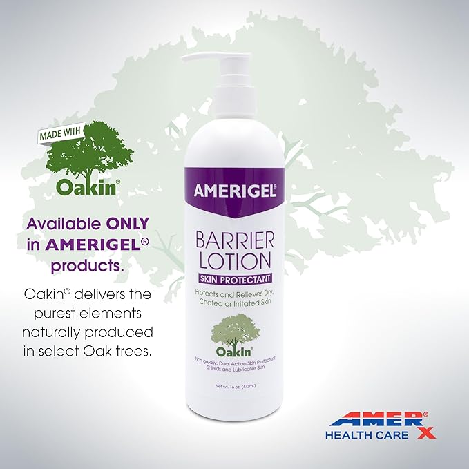 AMERIGEL Barrier Lotion (16 oz. Bottle with Pump) - Skin Protectant to Protect Chafed, Cracked, and Chapped Skin
