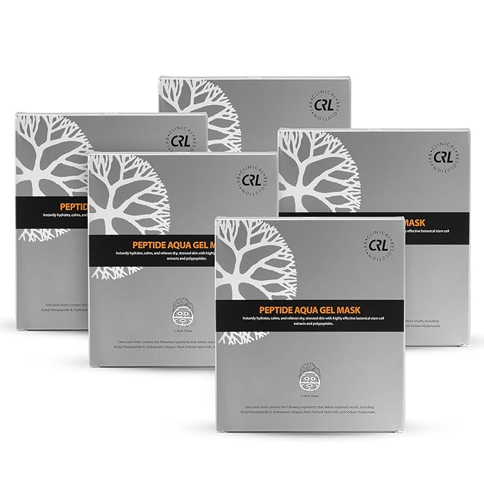 Clinical Resolution Peptide Aqua Gel Mask Instant Hydration, Soothing, Cooling Post-Treatment & Microneedling Relief, 25 Single-Use Masks (5 Boxes, 5 per Box)