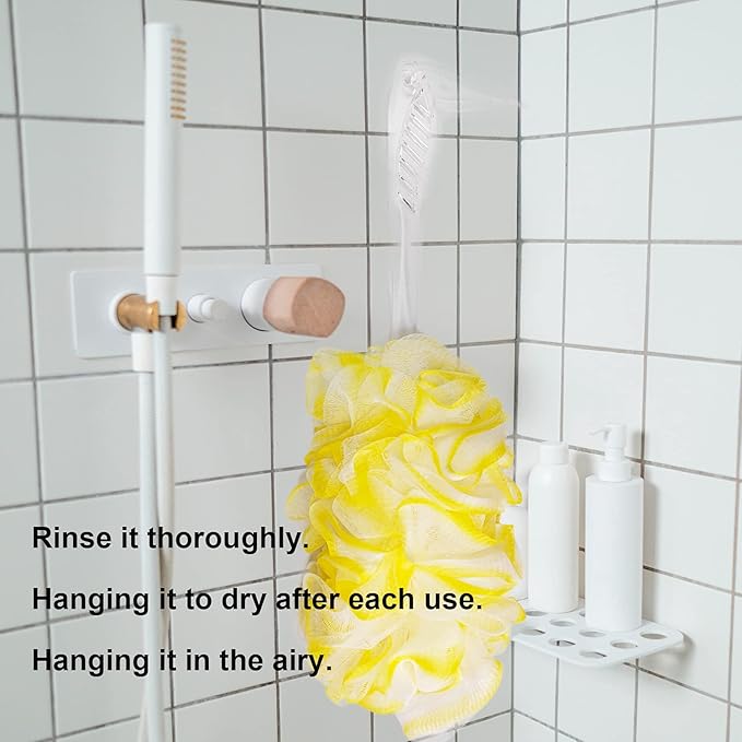 PPHAO - Back Bath Brush - Long Handle Shower Scrubber - Yellow Loofah Exfoliating Body Scrubber for Men and Women - 1 Pack