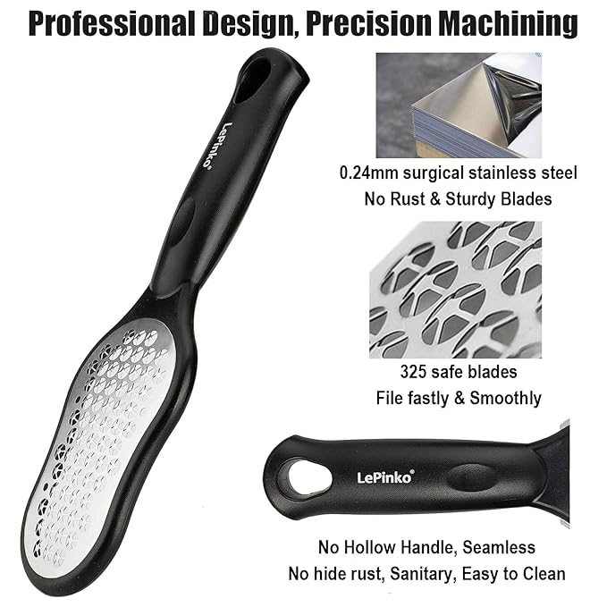 LePinko Foot Scrubber Set, Updated Blades, No Hurt Feet File, Powerful Pedicure Tool to Remove Callus and Dead Skin, Use in Shower or Dry, 2PCS