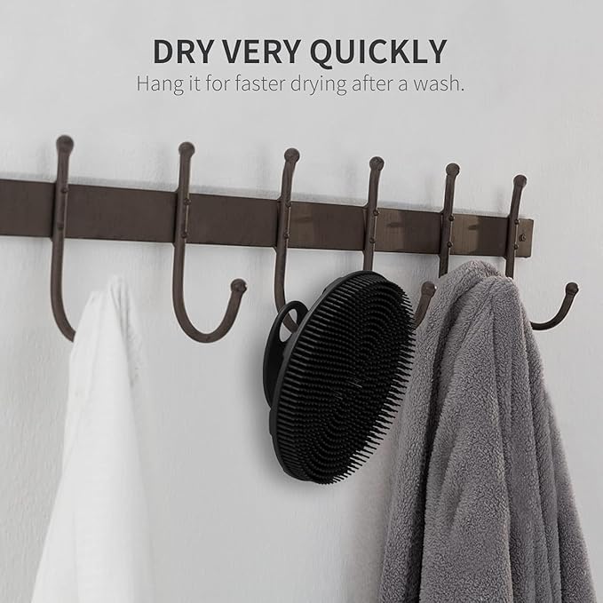 Silicone Body Scrubber & Scrub Nets, BEAUTAIL 4 Pack – Rich Foam and Exfoliation with Gentle Brush or Firmer Net Options – Hygienic, Durable, Easy to Clean – 2 Brushes (Black+Blue), 2 Nets (Gray+Blue)