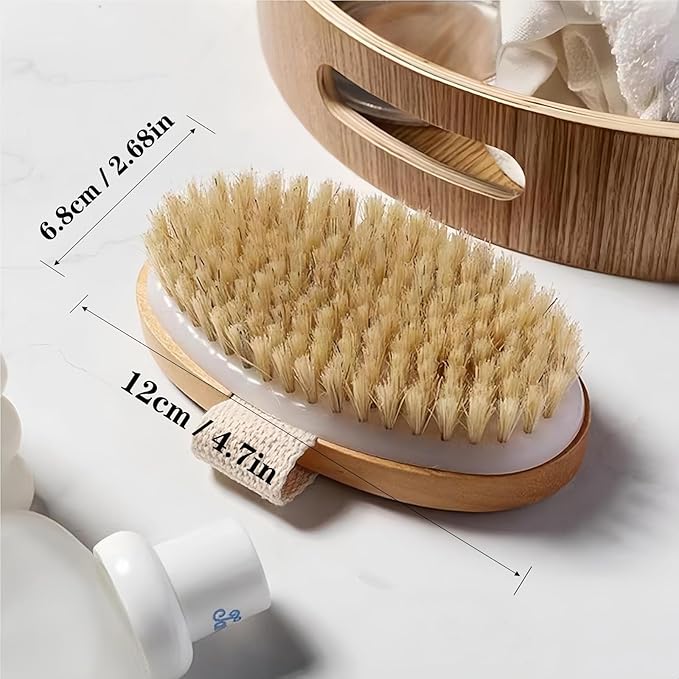 Dry Brushing Body Brush with Soft and Stiff Natural Bristles, Body Exfoliating/Massage Scrub Brush for Cellulite and Lymphatic, Improve Your Circulation, 4 Pack