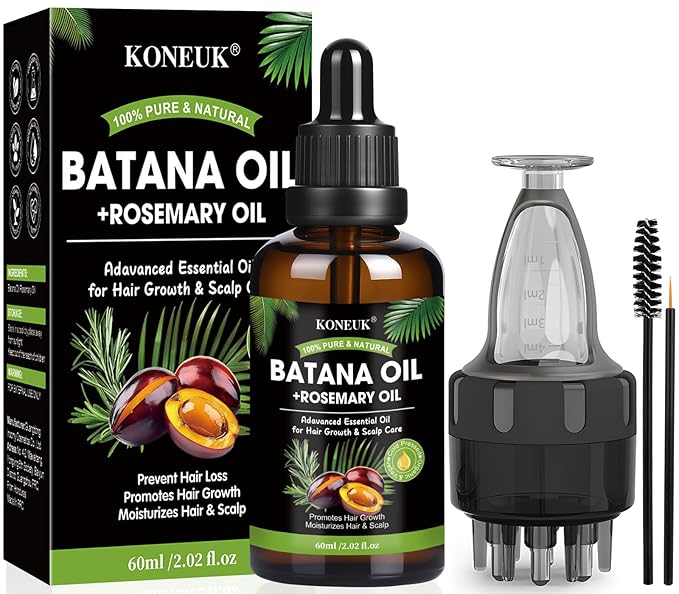 Batana Oil for Hair Growth and Rosemary Oil for Hair Growth, Nourish Dry Damaged Hair, Promote Thicker & Stronger Hair for Men Women, with Hair Oil Applicator, 2.02 Fl Oz