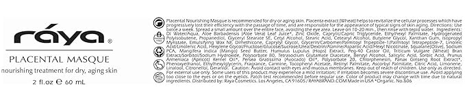 Raya Placental Masque (606) | Nourishing Facial Treatment Mask for Dry or Aging Skin | Revitalizes and Helps Reduce Lines and Wrinkles