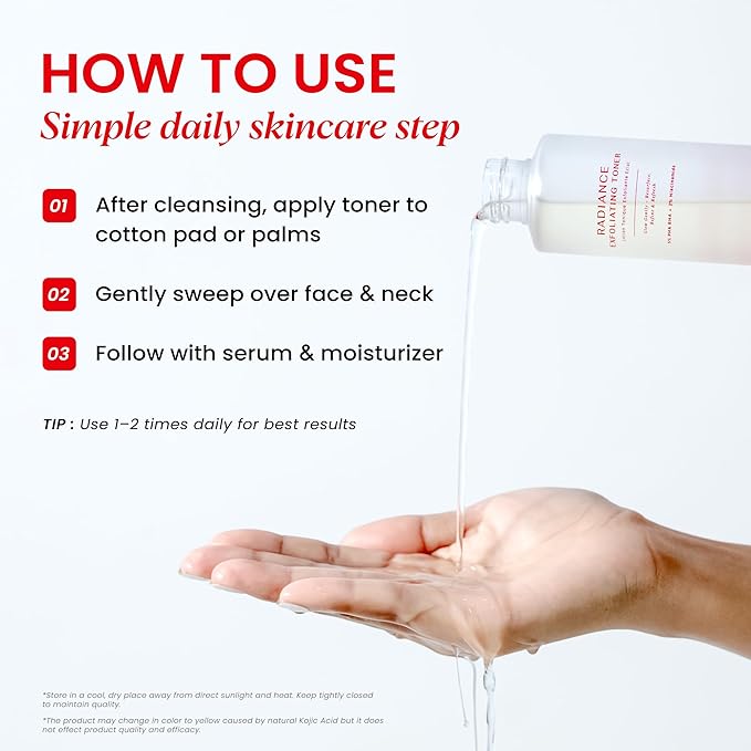 Koji White Exfoliating Toner for Face, 5% PHA BHA Toner | 2% Niacinamide, Kojic Acid & Hyaluronic Acid | Hydrating & Soothing Facial Toner | Unscented for Sensitive Skin, Vegan Skincare, 5.07 Fl Oz