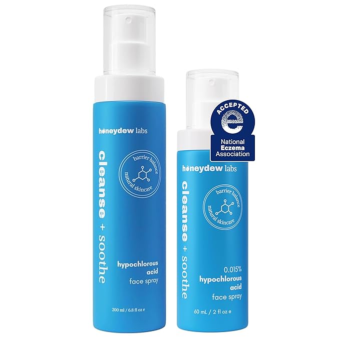 Hypochlorous Acid Spray – Dermatologist Tested HOCl Facial Cleanser for Sensitive, Acne-Prone & Irritated Skin Soothes Redness, Eczema, Rashes & Itching – Skin Repair Spray, 2oz + 6.8oz, Honeydew Labs