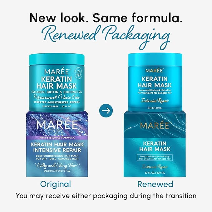 MAREE Deep Conditioning Hair Mask for Damaged Hair Treatment - Keratin Hair Care for Hydrating Growth Repair Moisturizing - Dry Curly Color Refreshing - Tratamiento Mascarilla Para el Cabello Seco