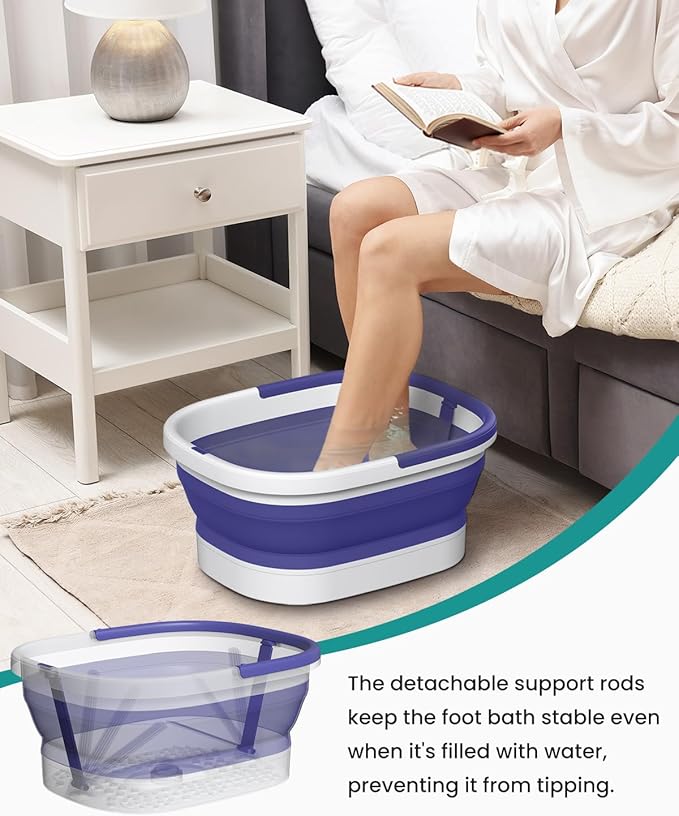 Nekteck Foot Soaking Tub Collapsible Bucket for Foot Bath Soak Tub, Feet Basin Soaker with 138 Acupressure Nodes and Pumice Stone for Feet Health Foot Spa, Gifts for Men Women Dad Mom, Purple