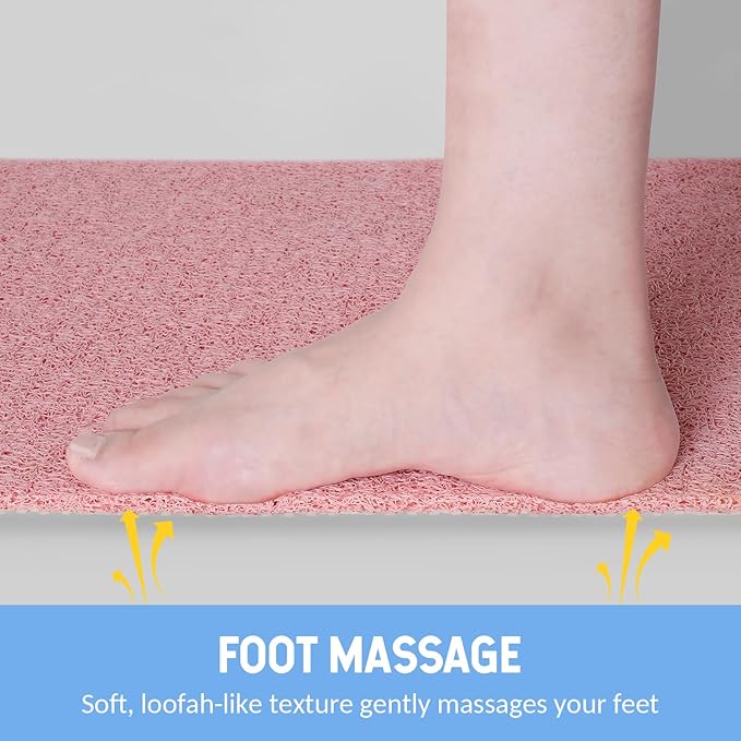 Non-Slip Bathtub Mat, Anti Slip Shower Mat, Fast Drying Bathtub Mats, Foot Scrubber Mat, Anti Slip Mat for Tub, Floor, Bathroom, Kitchen, Home, Hotel (Pink 40"×16")
