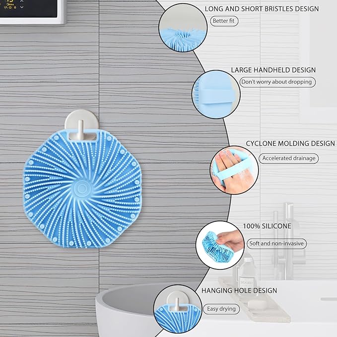 Silicone Body Scrubber, Exfoliating Body Scrubber for Sensitive Skin, SiliconeBody Scrubber Shower Brush, SiliconeBody Brush for Showering (Grey, 1Pcs)