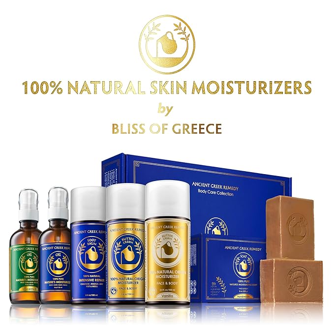 Ancient Greek Remedy Anti Aging Face Moisturizer for Women - Organic Face & Body Butter Cream for Dry Skin with Almond, Jojoba, Olive, Rosehip, Vitamin E & Lavender Oil. Natural Day & Night Cream