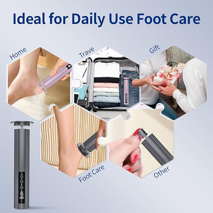 Electric Feet Callus Remover, Foot Callus Remover, 9-Speed Adjustable Foot Grinding Tool, 2600mAh Battery, Includes 100 Sandpaper Sheets and Grinding Heads,Pedicure Tools for Dead Skin