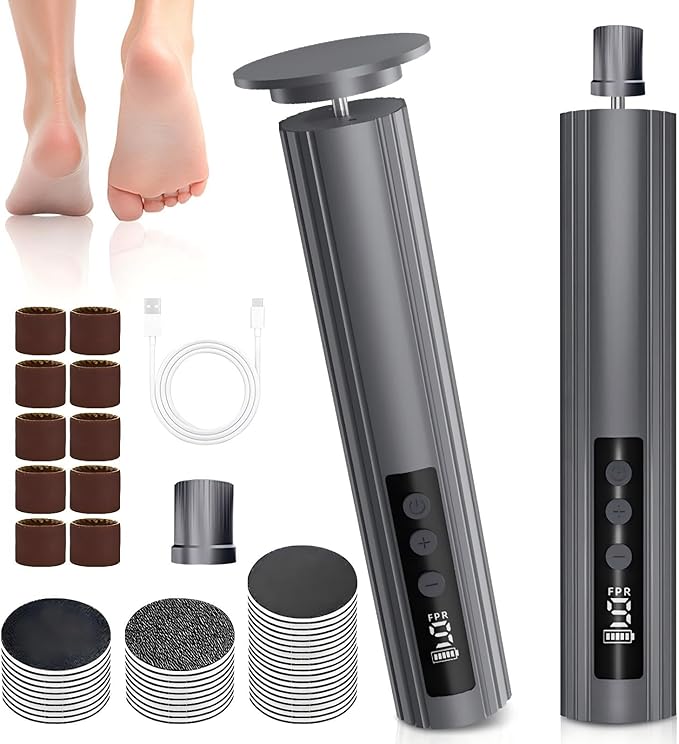 Electric Feet Callus Remover, Foot Callus Remover, 9-Speed Adjustable Foot Grinding Tool, 2600mAh Battery, Includes 100 Sandpaper Sheets and Grinding Heads,Pedicure Tools for Dead Skin
