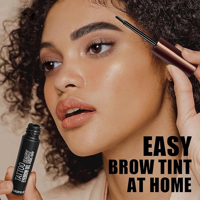 Cilrofelr Tattoo Peel Off Eyebrow Gel, Easy Tattoo Brow Peel Off Gel, Last Up to 3 Days, Waterproof, Transfer-proof, For Fuller & Defined Looking Brows, Warm Brown (2 Pack)