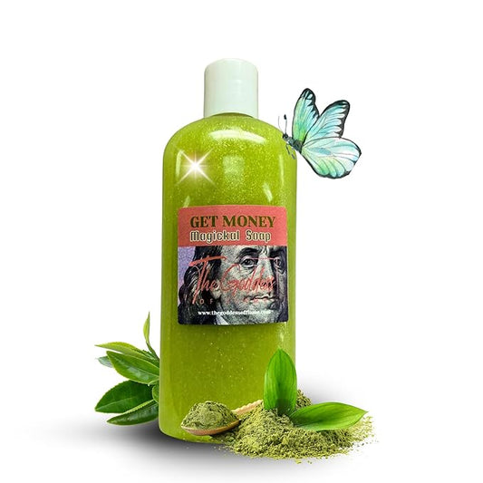 Get Money Shower Gel – 8 oz Handmade Body Wash Charged at Altars for Fast Cash, Prosperity & Abundance – Hoodoo, Wiccan, Conjure, Pagan Ritual Use – Vegan & Sulfate-Free
