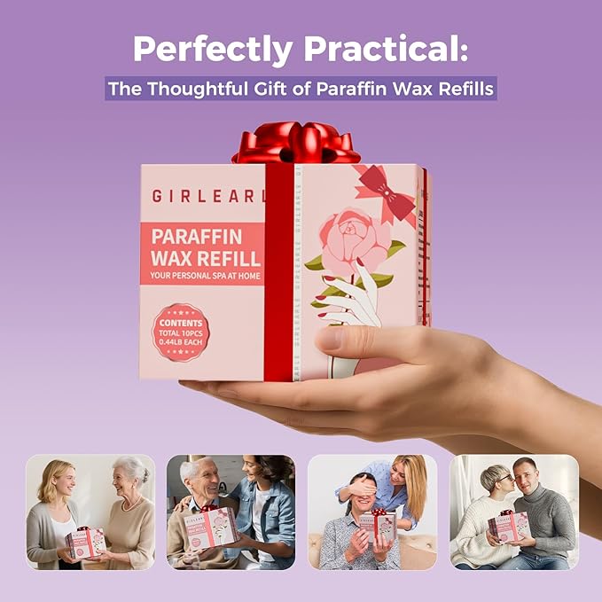 Paraffin Wax Refills 10 Packs for Paraffin Wax Bath Machine - for Dry Cracked Skin on Hands, Feet, Elbows - Moisturizing Hydration to Relieve Stiff Muscles & Joints (Lavender)