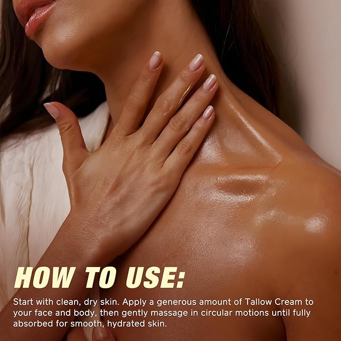 Beef Tallow Balm with Castor Oil & Frankincense – 100% Grass-Fed Beef Tallow Moisturizer for Face & Body Care – Nourishing Skin Balm to Repair Dry Skin, 4.2 oz