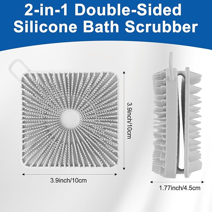 Silicone Body Scrubber 2pcs Silicone Loofah Silicones Shower Scrubber Exfoliating Body Scrubber for Women Men Soft Silicones Bath Shower Brush & Scalp Massager for All Skin Lather Well (Green,Grey)
