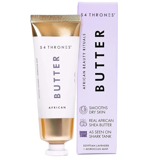 54 Thrones Mini African Beauty Shea Butter, Intensive Dry Skin Support, Moisturizing Body Butter for Women, Moisturizing Body Cream, Locks in Moisture, Egyptian Lavender + Moroccan Mint, 1 oz