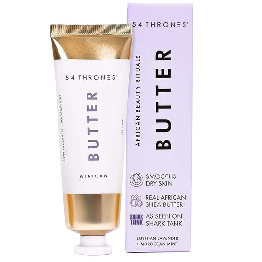 54 Thrones Mini African Beauty Shea Butter, Intensive Dry Skin Support, Moisturizing Body Butter for Women, Moisturizing Body Cream, Locks in Moisture, Egyptian Lavender + Moroccan Mint, 1 oz