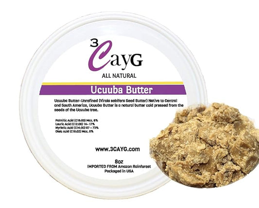 3CAYG Ucuuba Butter 8oz All Natural Raw Unrefined 8oz Body and Hair Butter