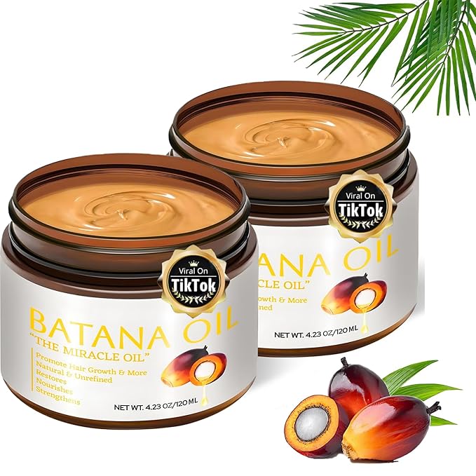 100% Natural Raw Batana Oil for Hair Growth,Organic Raw Prevents Hair Loss, Leaves Hair Smoother, with Keratin, Coffee Extract & Other Ingredients to Enhance Efficacy for Thicker ﻿ (Pack of 2)