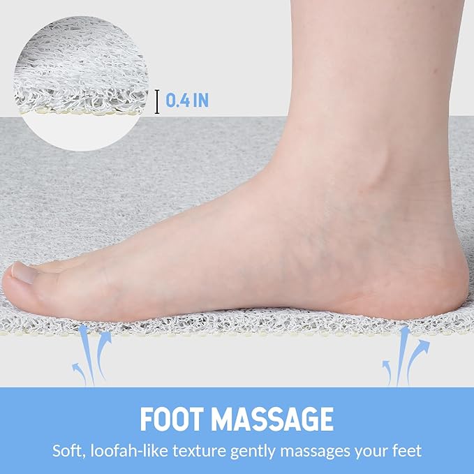 Non-Slip Bathtub Mat, Anti Slip Shower Mat, Fast Drying Bathtub Mats, Foot Scrubber Mat, Anti Slip Mat for Tub, Floor, Bathroom, Kitchen, Home, Hotel (White 40"×28")