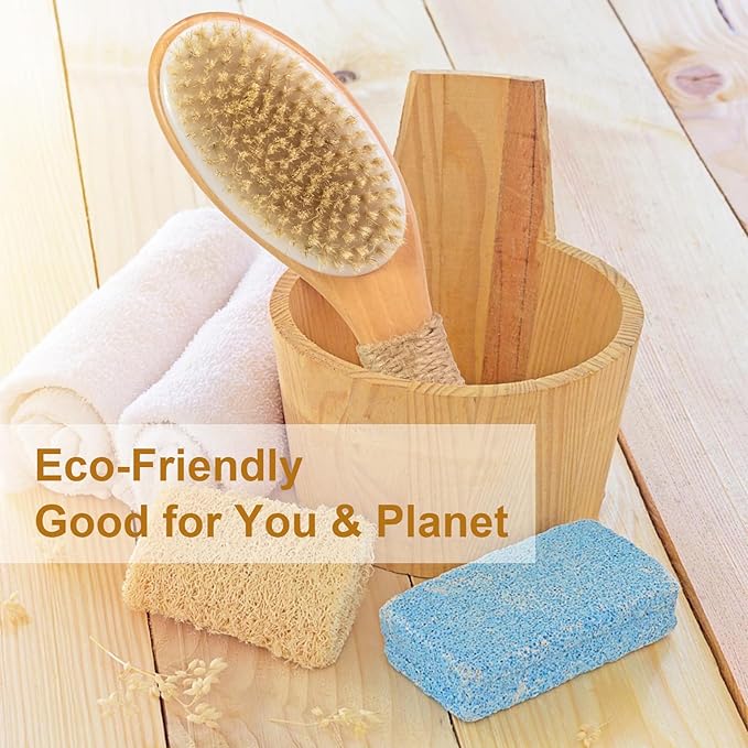 9.8" Dry Brush for Body with Anti-Slip Handle,Wet&Dry Brushing Body Brush for Body,Natural Bristles,Back Scrubber Bath Tool for Men&Women
